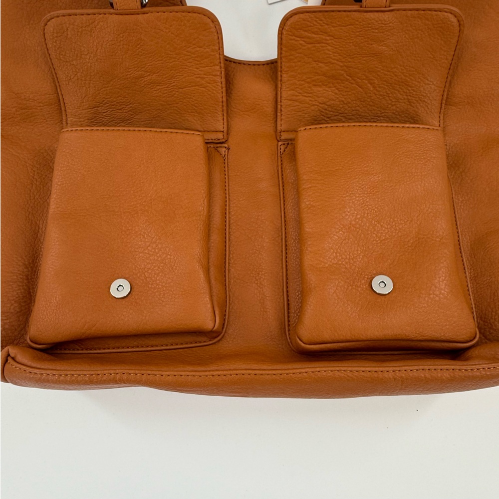 NWT Anthropologie Urban Originals Vegan Royal Buckle Slouchy Tote Golden Tan - Picture 4 of 10